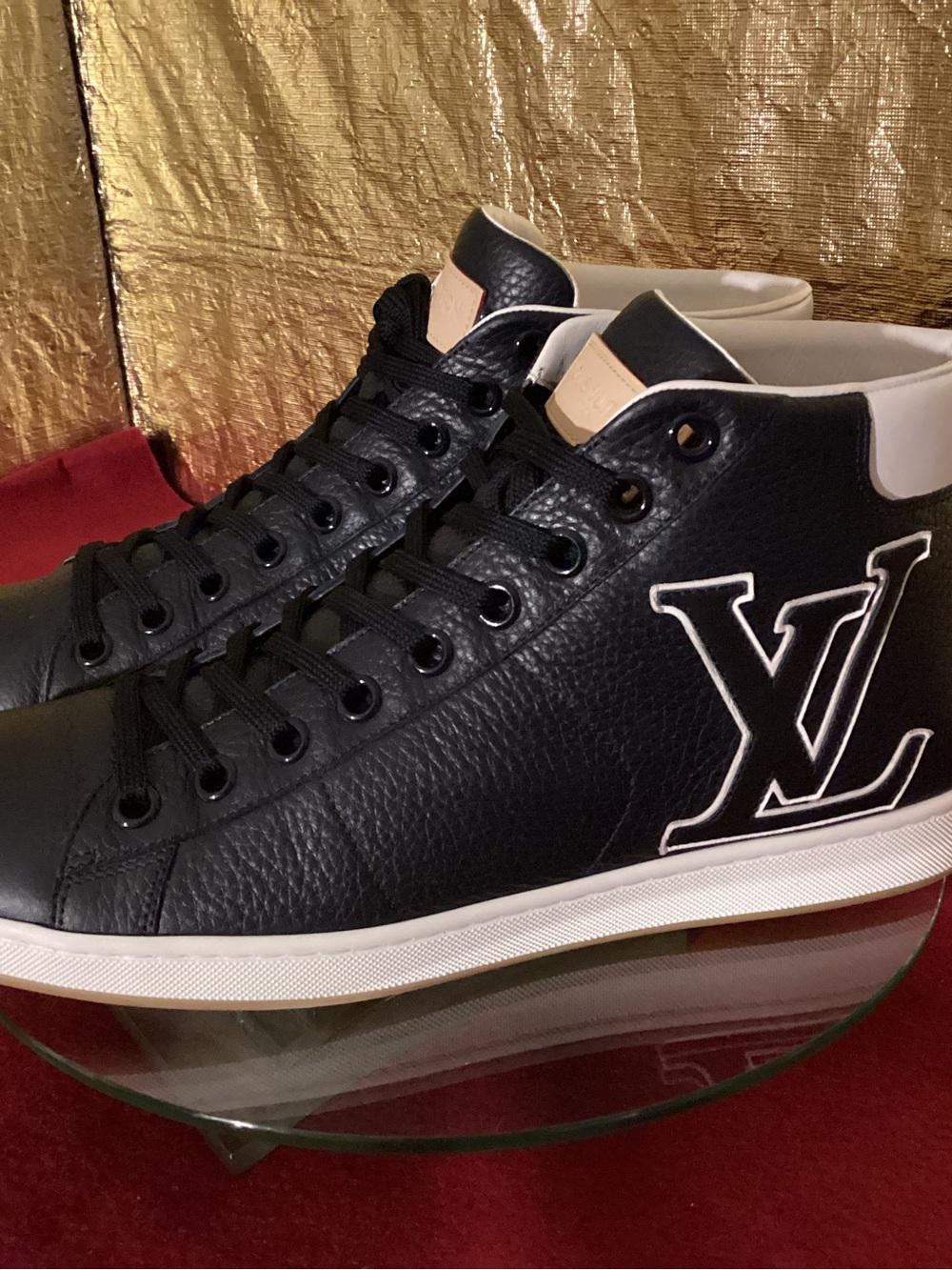 Louis Vuitton Black & White LV High-Top Sneakers